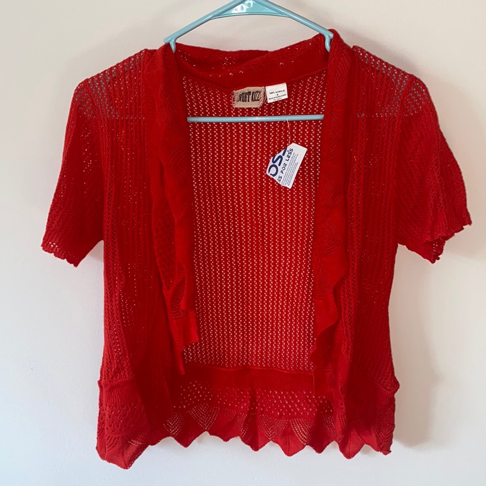 Red Knit Cardigan Sweater